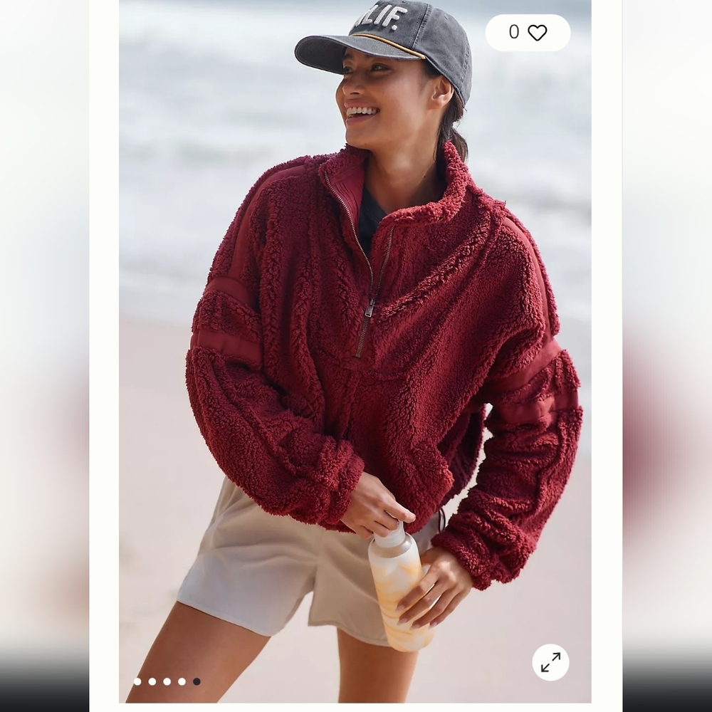 Free People Burgundy Teddy Jacket